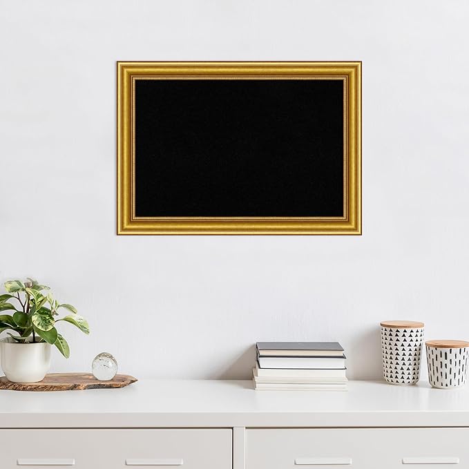 Amanti Art Black Cork Board for Wall, 20x28 Vision Board with Gold Wood Frame, Medium Corkboard Office Decor for Home Organization, Traditional Corkboard Pinboard to display items for home-DeskLoop Office