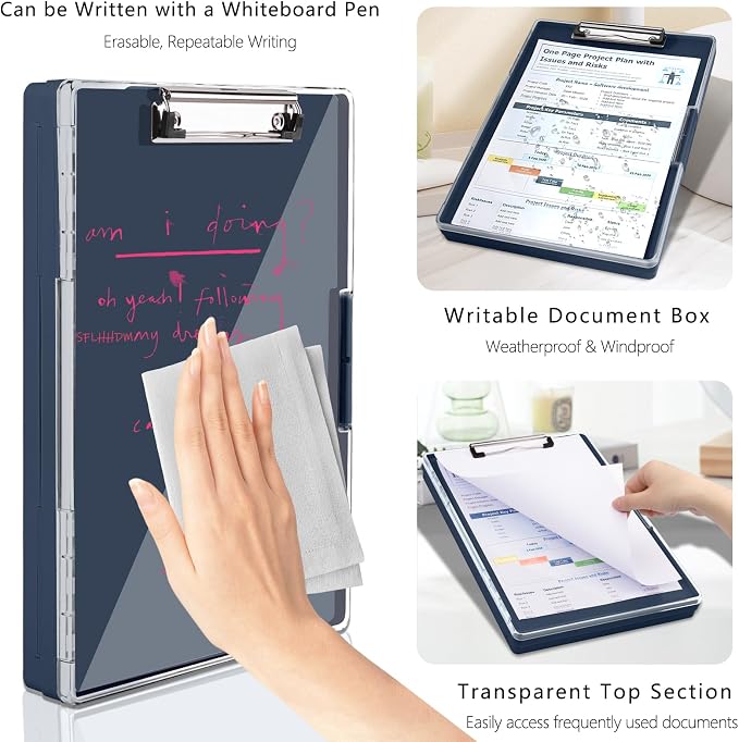 SFLHHDM Clipboard with Storage, Heavy Duty Clip Boards 8.5x11 with 2 Storage - Image 5