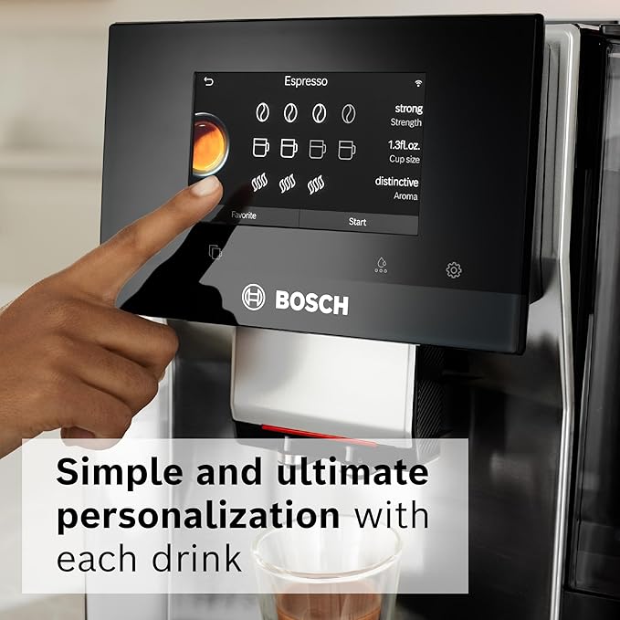 Bosch 800 Series Fully Automatic Espresso and Coffee Machine – 36 Drinks with Coffee World, Cold Brew, Double Cup, Integrated Milk Container, Smart Features, in Silver TQU60307-DeskLoop Office