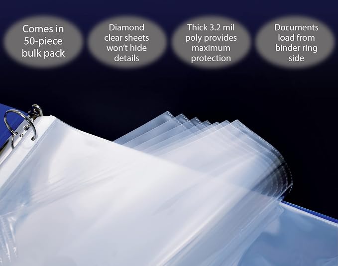GOLD SEAL 50 Pack 11x17 Inch Heavyweight Diamond Clear Sheet Protectors - Image 2