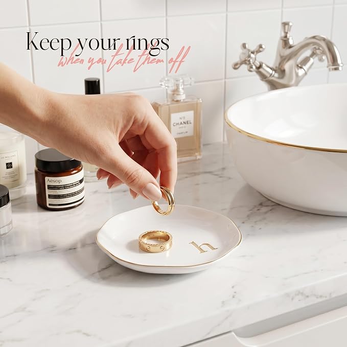 Ceramic Jewelry Tray, Personalized Initial Jewelry Dish - Image 5