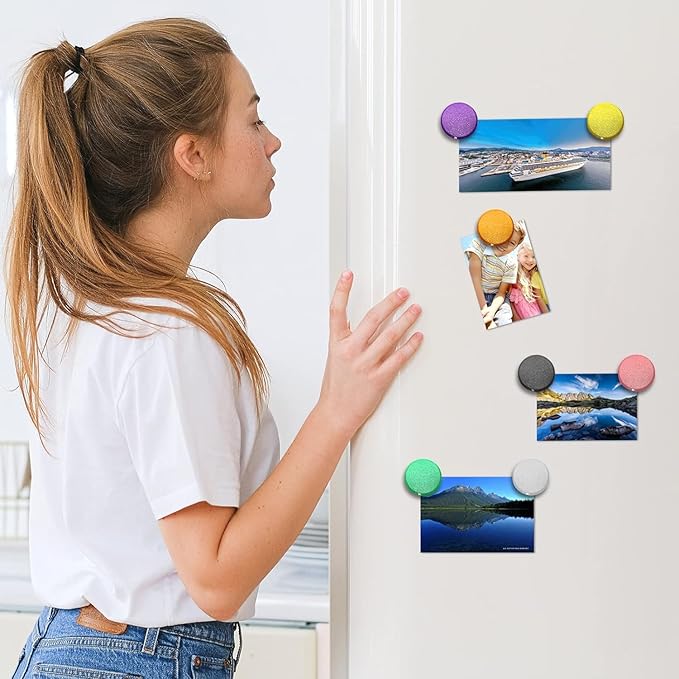 Qualsen 50 Pack Pink Fridge Magnets, Cute Funny Heavy Duty Round Magnets for Refrigerator Whiteboard Locker Kitchen Office Classroom