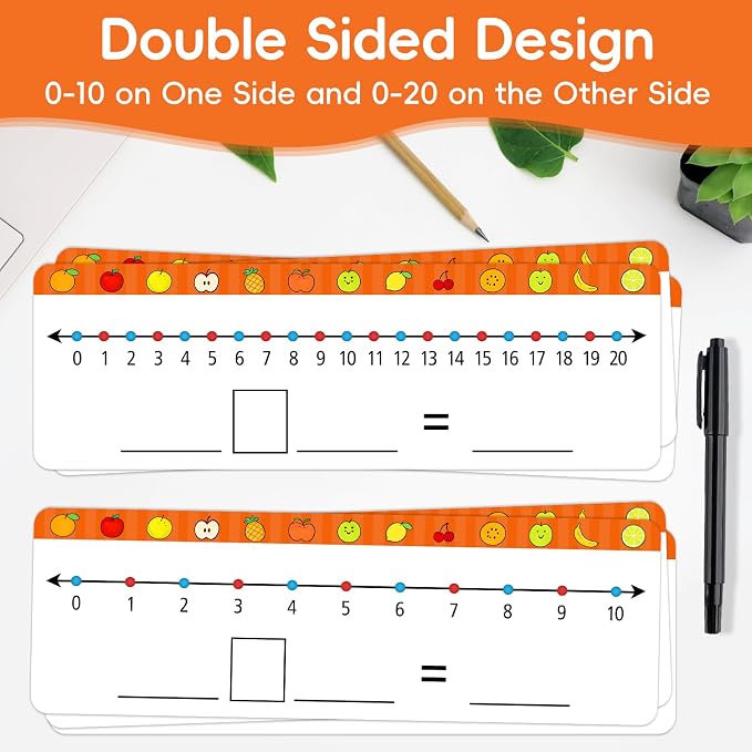 30 Packs Number Line Dry Erase Boards Cards, Double-Sided Writable & Erasable - Image 2
