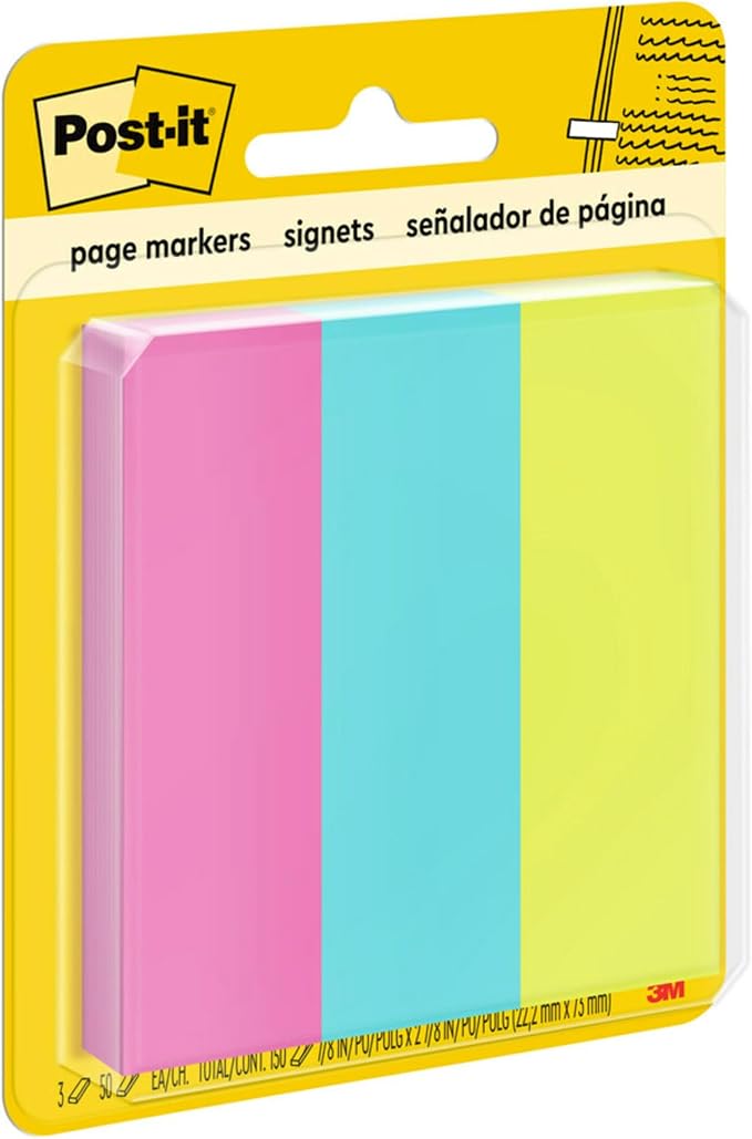 Post-it Sticky Page Markers, 7/8″ x 2-7/8″ Repositionable Tabs, Writable Sticky - Image 2