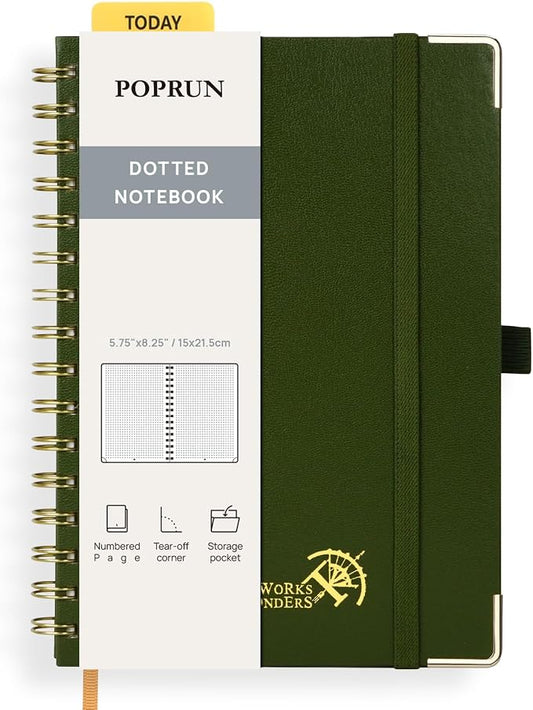 POPRUN Spiral Dotted Journal Notebook, by POPRUN