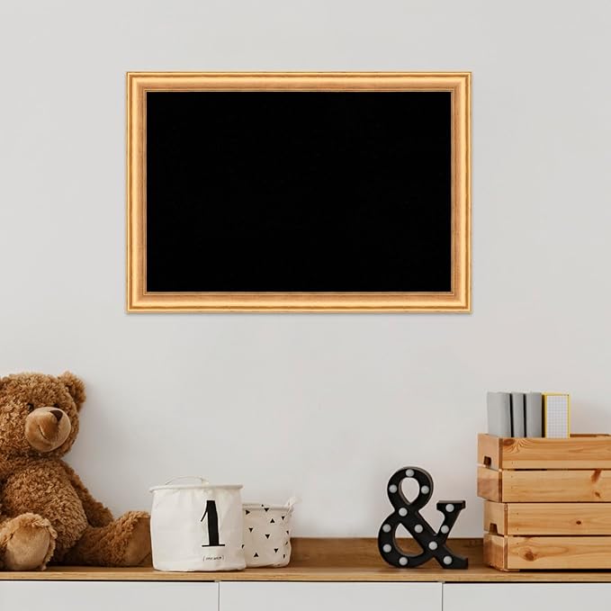 Amanti Art Black Cork Board for Wall, 14x20 Vision Board with Gold Wood Frame, Small Corkboard Office Decor for Home Organization, Casual Corkboard Pinboard to Display Items for Home Organization in-DeskLoop Office
