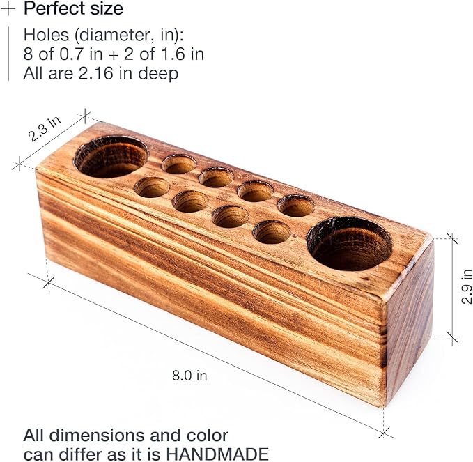 Solid Pine Wood Pen Holder for Desk – Fountain Pen Holder – Stylish Wooden Pencil Holder and Pen Desk Organizer-DeskLoop Office
