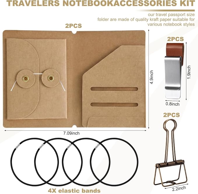 10 Pcs Passport Size Travelers Notebook Accessories Kit Include Kraft Folder - Image 2