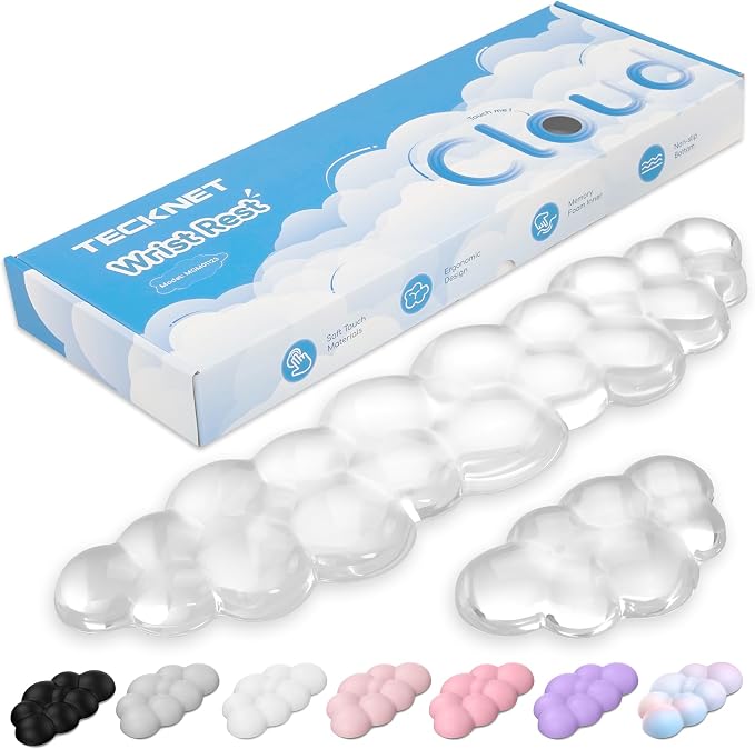 TECKNET Gel Cloud Wrist Rest Set, Cloud Wrist Rest by Tecknet
