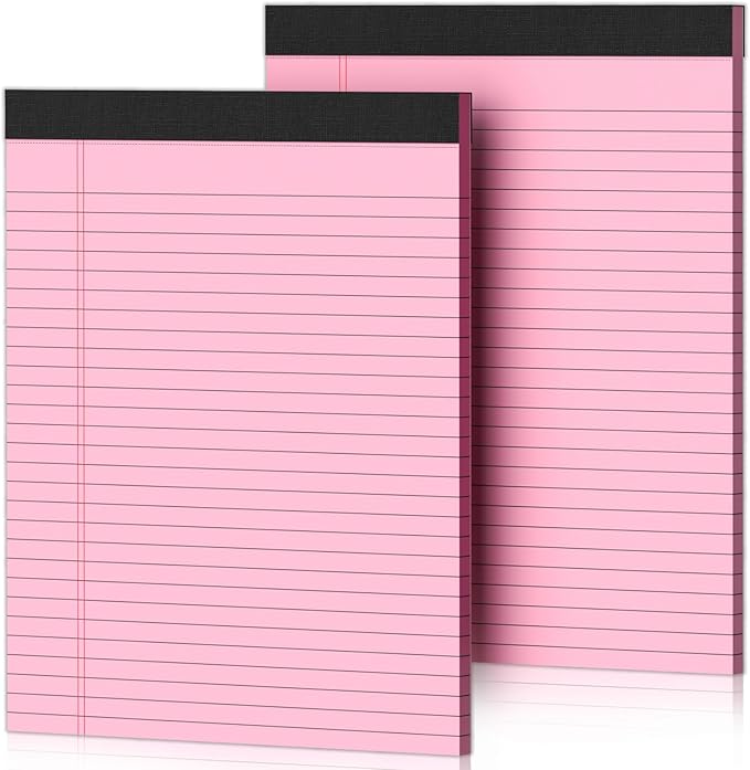 2 Pcs Legal Pads 8.5 x 11 Pink Note Pads 8.5 x 11 Notepad 8.5 x 11 Micro Perforated Writing Pads 8.5 x 11 Lined Paper Pads Wide Ruled Pad of Paper 30 Sheets Notebook for Study, To-Do Lists, Office-DeskLoop Office