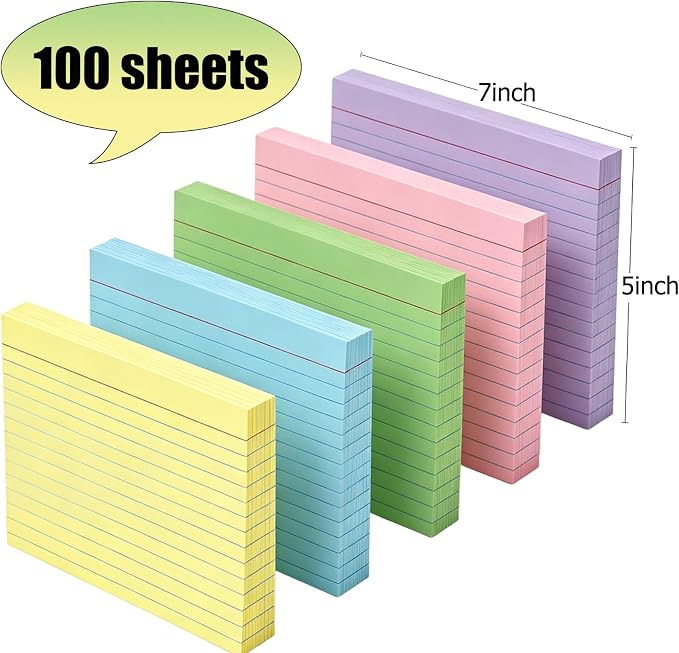 5x7 Colored Index Cards, 100 Pack Heavy 160gsm Flash Cards - Image 2