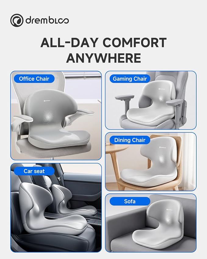 Seat Cushion for Office Chair, Lumbar Support Pillow for Car, Premium Memory - Image 8