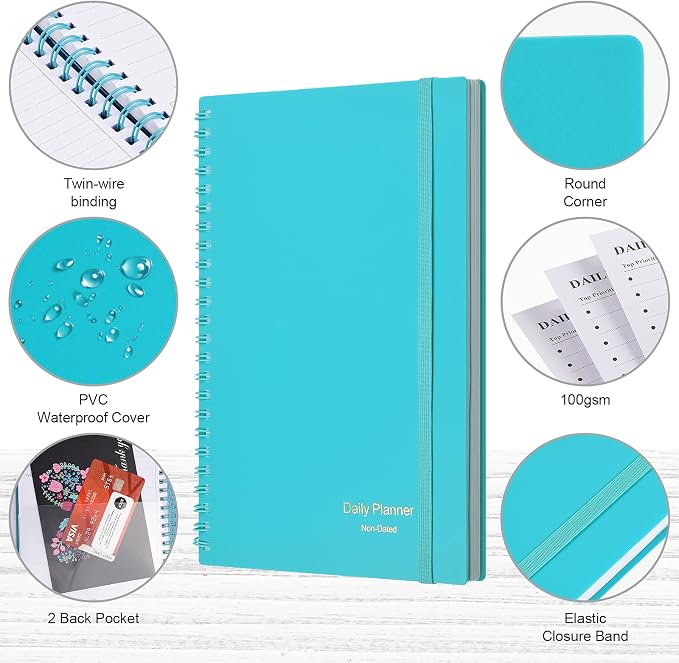 Daily Planner Undated, Asten To Do List Notebook Hourly Schedules Spiral - Image 4