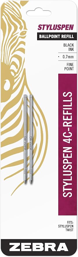 Zebra Pen, 4C-Refill Ballpoint Ink, 0.7mm Fine Point, Fits Zebra Pen StylusPen by ZebraPen