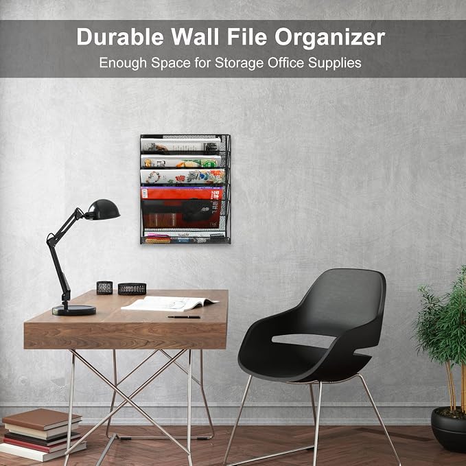 EasyPAG 5 Tier Wall File Holder, Mesh Hanging Folder Organizer - Image 5