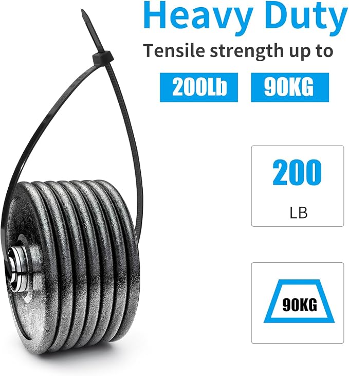 XINGO 12 inch White Zip Ties Heavy Duty 100 PCS, 200 LBS Ultra Strong Plastic - Image 4