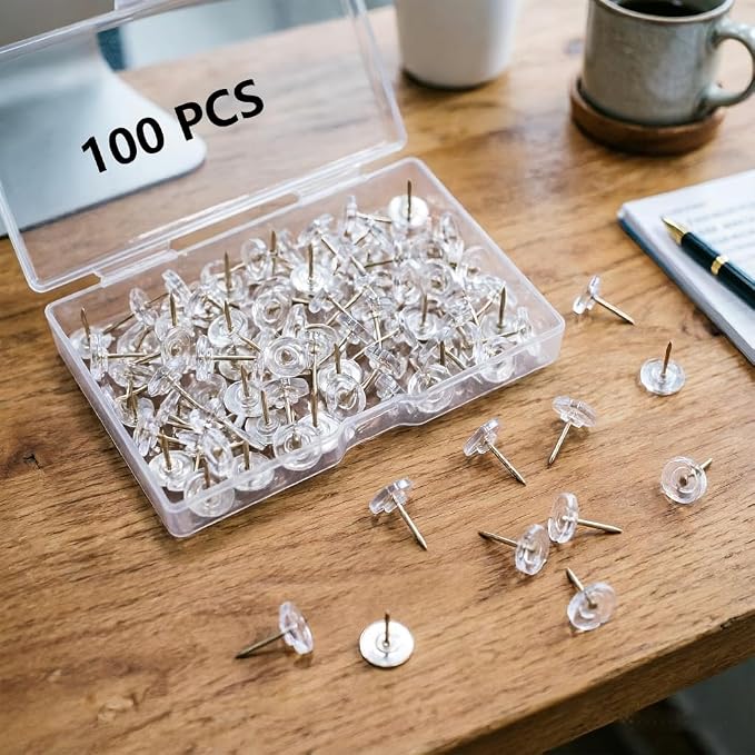 Clear Push Pins – Shatter-Resistant Transparent Thumb Tacks - Image 3