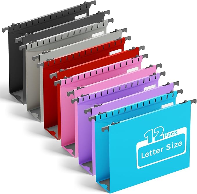 Ansook Extra Capacity Plastic Hanging File Folder Letter Size, Heavy Duty 2" by Ansook