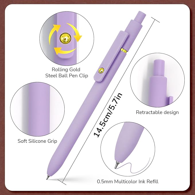 Colored Pens, 12 Pcs Colorful Pens Fine Point Smooth Writing Pen, 0.5mm Colored Ink Gel Pen for Journaling Note Taking, School Supplies Gifts for Women (12 Pcs Gold Vibrant and Vintage)-DeskLoop Office