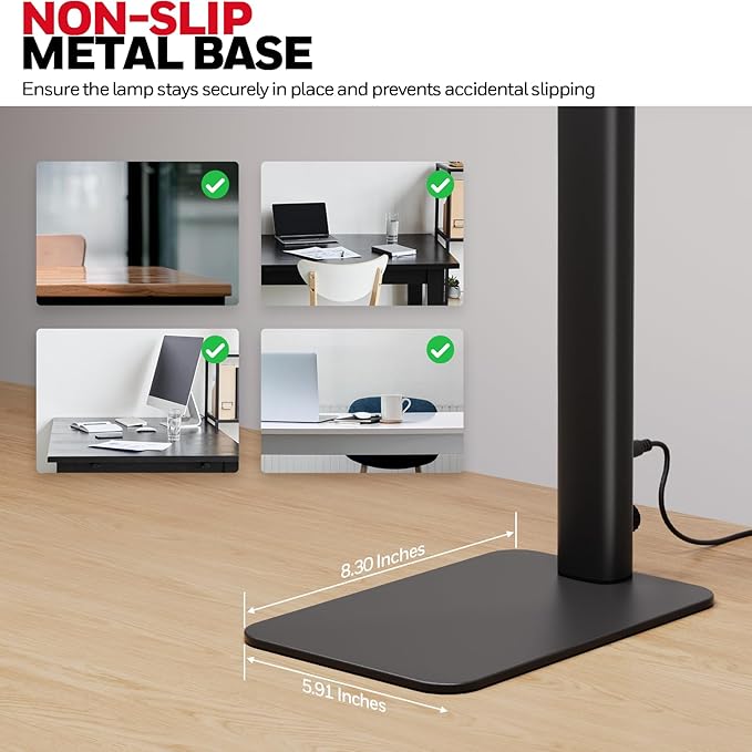 Honeywell LED Desk Lamp with Base - HJ1BK Sunturalux Eye-Caring Architect Desk Lamp for Home Office, 1200LM Computer Desk Light 4 Color Modes Stepless Dimming Task Desk Light with Timer Function Black-DeskLoop Office