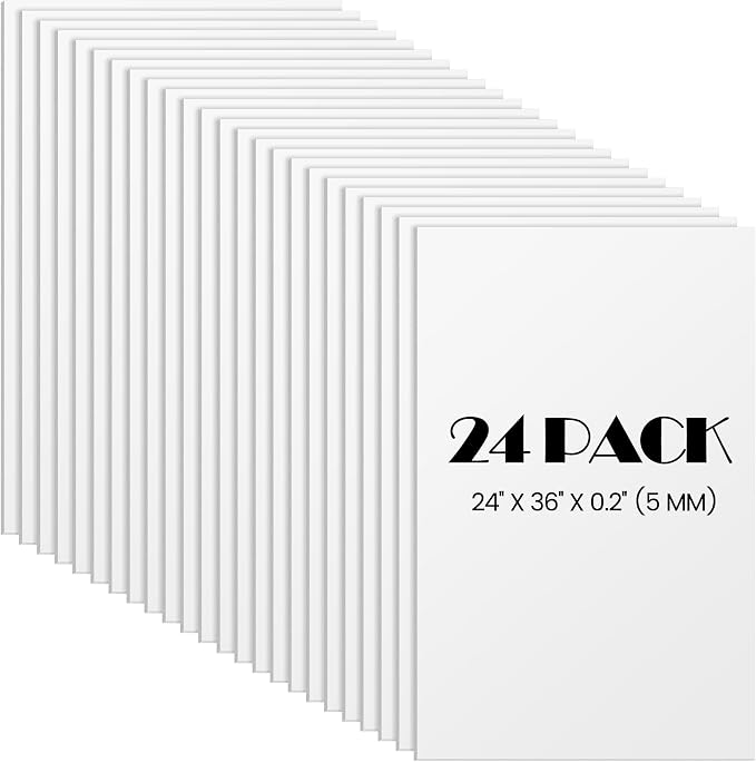 Elcoho 24 Pack White Foam Board, 24 x 36 Inch Acid-Free Foam Core Board by Elcoho