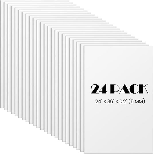 Elcoho 24 Pack White Foam Board, 24 x 36 Inch Acid-Free Foam Core Board by Elcoho