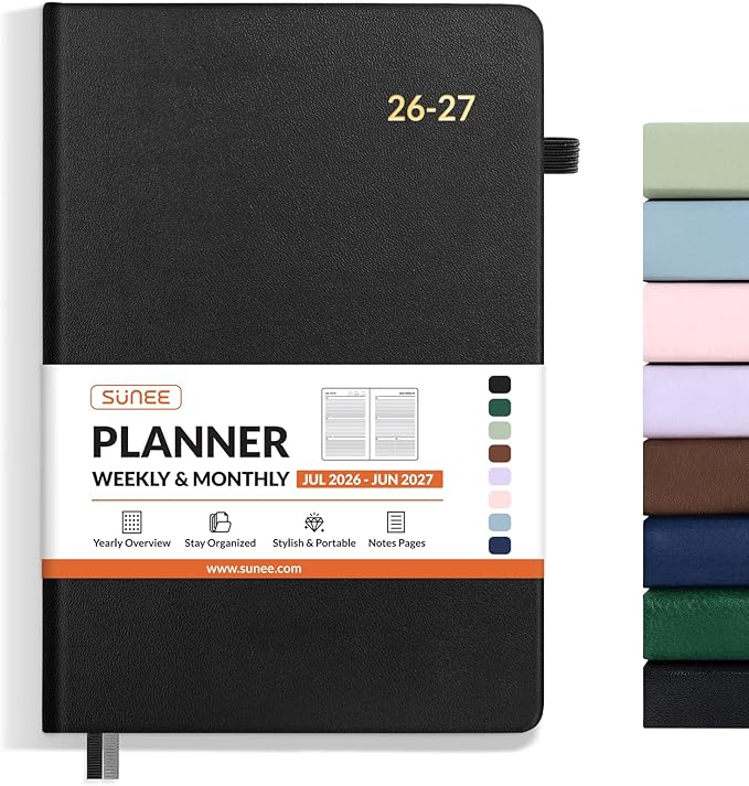 SUNEE 2026-2027 Weekly & Monthly Hardcover Planner 5.5" x 8.3" by SUNEE