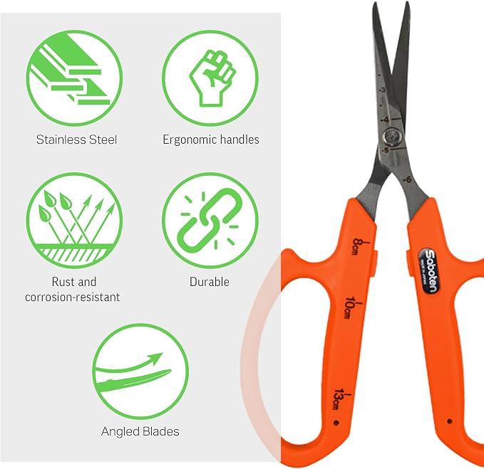 Saboten Stainless Steel Angled Blade Trimming Scissors Orange PT-13 160mm - Image 3