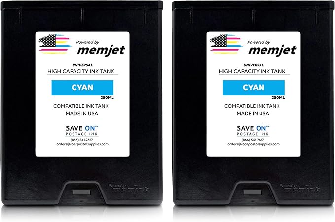Quadient Memjet M5K250-N Compatible High Capacity Cyan Printer Ink Tank (500ml) - Printer Ink Cartridge for Mach Series Quadient & Hasler Printers - Fade-Resistant Replacement Inkjet Printer Ink-DeskLoop Office