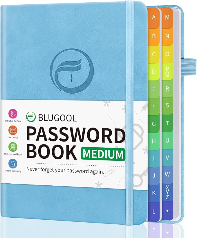 Password Book with Alphabetical Tabs, Password Keeper Book by Blugool