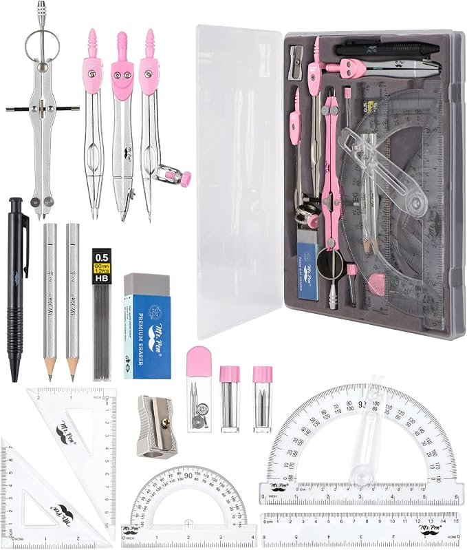 Mr. Pen- Geometry Set, 6 Inch Swing Arm Protractor, Divider | Set Squares by MrPen