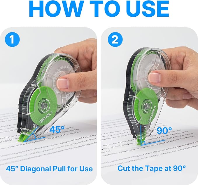 OWLKELA 2 Pack Plus Correction Tape, Tear-Resistant White Correction Tape - Image 3