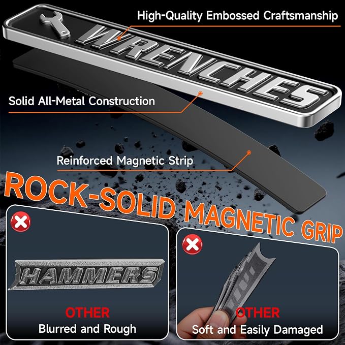 12 PCS Metal Magnetic Tool Box Labels, Embossed Tool Box Labels Magnet - Image 3