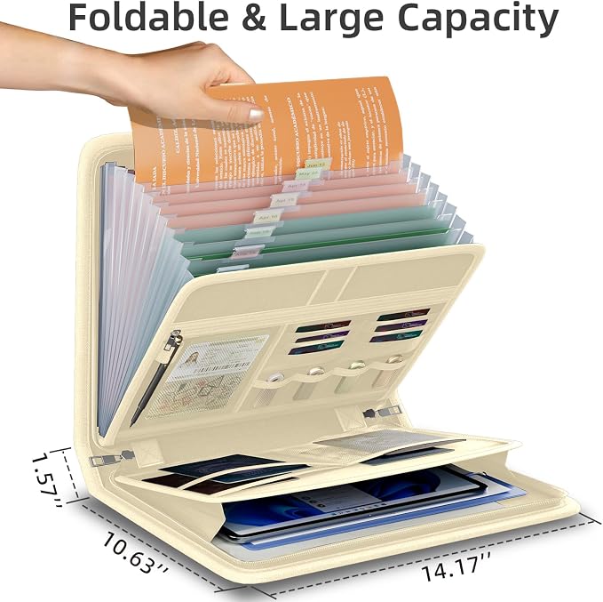 Fireproof Accordion File Organizer, Portable Expanding File Folder - Image 7