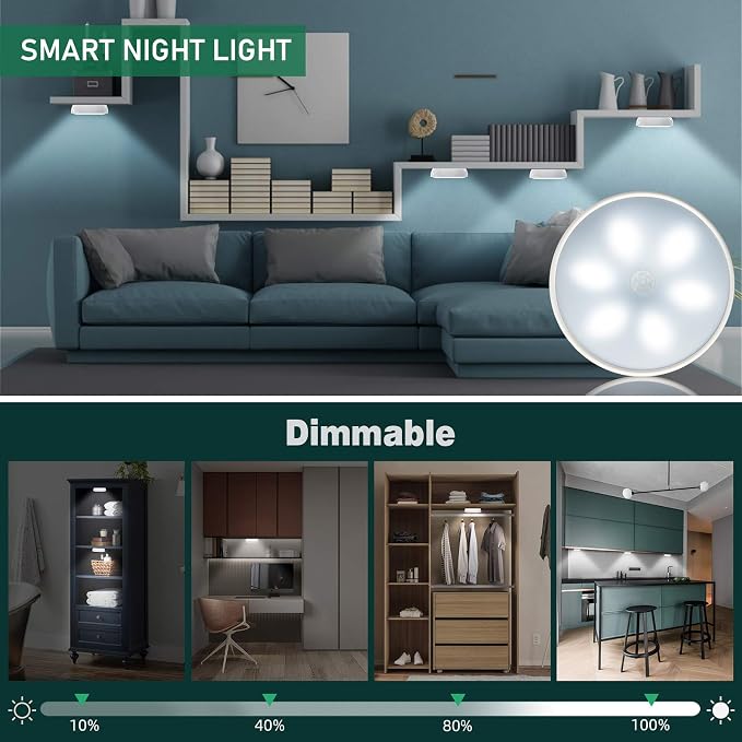 LED Closet Lights Motion Sensor Puck Light, Rechargeable Step Puck Lights - Image 6