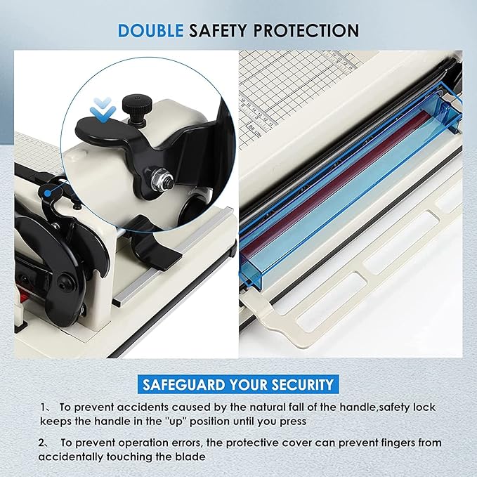 FAHKNS 12" Heavy Duty Guillotine Trimmer Paper Cutter,Cortadora de Papel 400 Sheets Paper Trimmer with Double Safety Protection Durable HSS Blade for Cutting Paper-DeskLoop Office