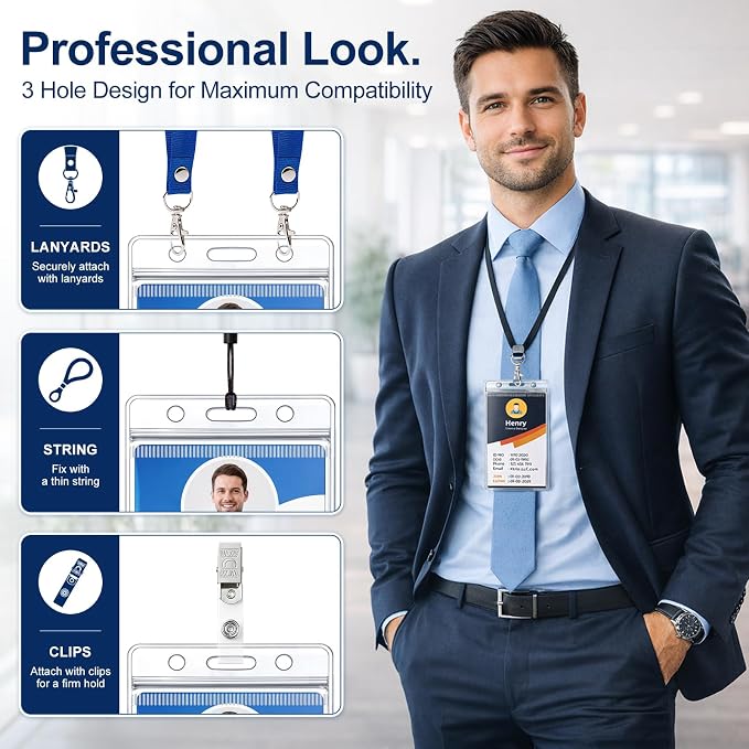 30 Pack Badge Holder, Plastic ID Badge Holder, 2.5" x 3.8" Vertical Name Tag - Image 4