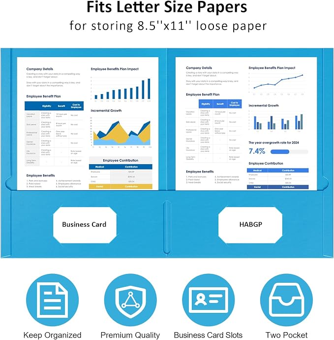 HABGP Two Pocket Folders, 4 Pack 2 Pocket Folders Fit Letter Size Paper - Image 4