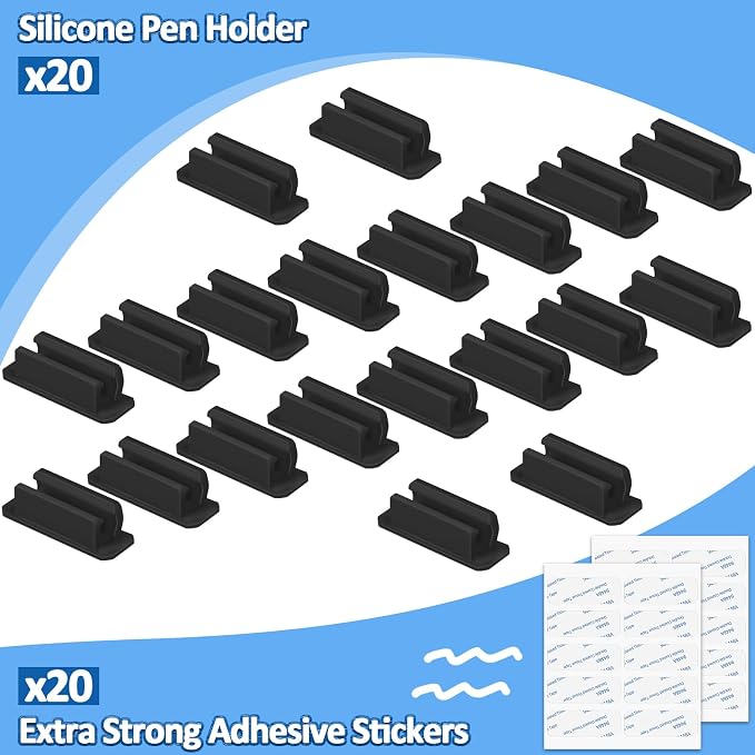 BOBOKA 20Pcs Pencil Holder for Desk, Adhesive Pen Holder for Classroom - Image 3