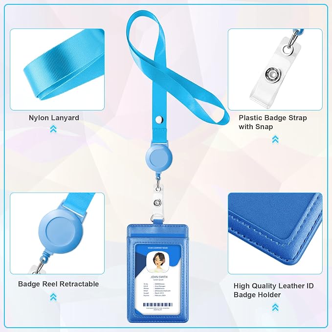 12 Pack ID Badge Holders with Retractable Lanyards Colorful Retractable - Image 2