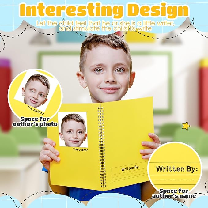 Henoyso 10 Pcs 100/50 Sheets Primary Composition Notebook K-2 Bulk Spiral Primary Journal Drawing Handwriting Practice for Kids Kindergarten 1st 2nd Back to School Supplies (Stylish Color,100 Sheets)-DeskLoop Office