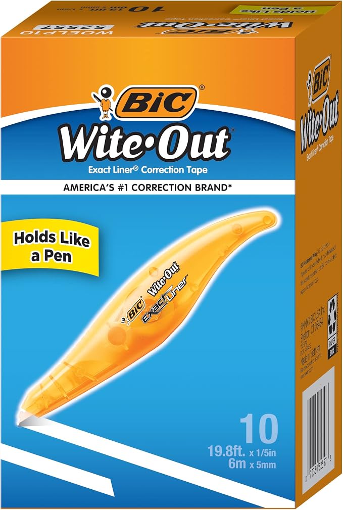 BIC Wite-Out Brand Exact Liner Correction Tape, 19.6 Feet, Clean and Easy to by BIC