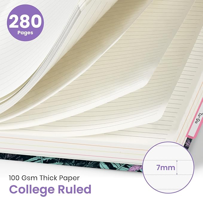 Large Lined Spiral Journal for Women Cute Hardcover 5 Subject Notebook for Work - Image 2