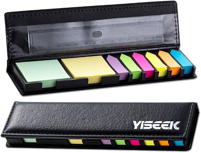 Sticky Notes Set with Ruler, Mini Sticky Note Pads, Arrow Flags, Leather by YISEEK