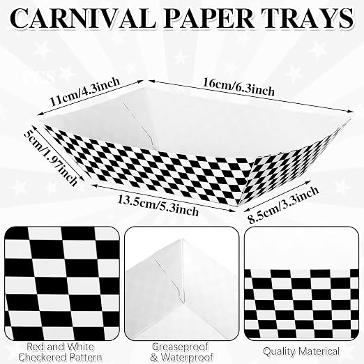 Geosar 200 Pcs Gingham Party Supply Disposable Paper Food Tray Bulk Disposable - Image 2
