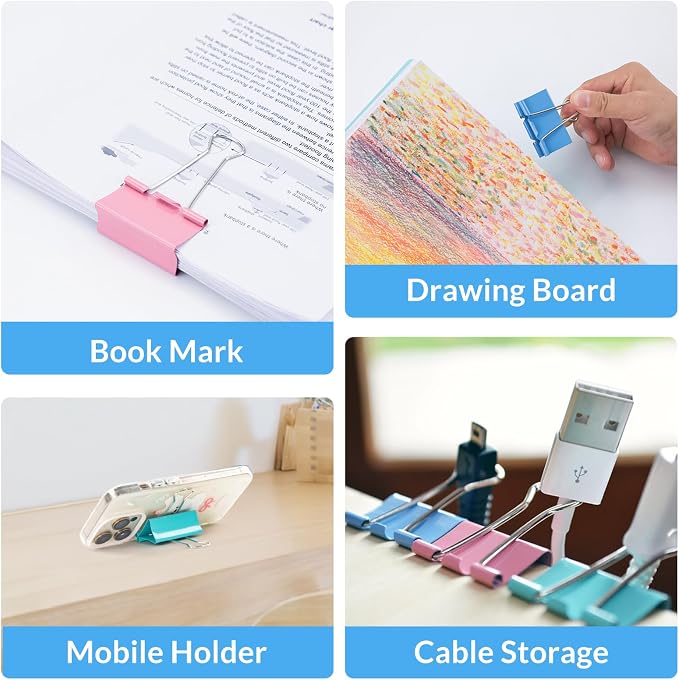2 Inch 40 Pack Extra Large Binder Clips, Colored Jumbo Paper Clips, Big Paper - Image 5