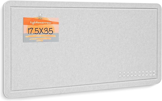 Bulletin Board, 35 x 17 1/2 inches Felt Board - Decorative Pin Board, Cork Board Alternative for Wall, Foldable Picture Board Self-Adhesive Vision Board Prayer Board with 20 Pushpins - Light Gray-DeskLoop Office