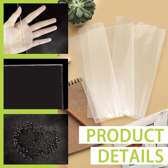 VOKOY 50 Pack No Holes Plastic Sleeves - Image 3