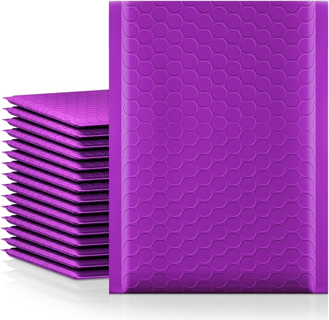 Fuxury Bubble Mailers 6x10" 100 Pack Purple Padded Envelopes Usable Size 6x9" by Fuxury