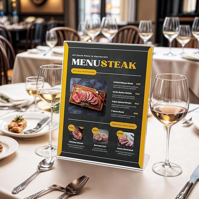 6 Pack Acrylic Sign Holder 8.5x11 Inches, L-Shape Vertical Menu Holder Stand - Image 5